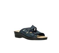 Barbariga, Ciabatte Donna in Microfibra, Traspiranti, con Doppia Fibbia regolabile, Sottopiede in Pelle, Blu, 35