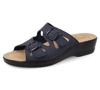 Fly Flot Barbariga, Ciabatte Donna in Microfibra, Traspiranti, con Doppia Fibbia Regolabile, Sottopiede in Pelle, Sandali, Blu, 37 EU
