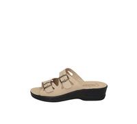 Fly Flot Barbariga, Ciabatte Donna in Microfibra, Traspiranti, con Doppia Fibbia Regolabile, Sottopiede in Pelle, Sandali, Beige, 40 EU