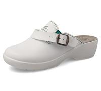 Fly Flot | Professional Certified, Zoccoli Sanitari Donna con Cinturino e Elastico Regolabile, Ciabatte con Tomaia e Sottopiede in Evopell, Bianco, 40