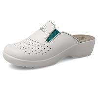 Fly Flot | Professional Certified, Zoccoli Sanitari Donna con Elastico Regolabile, Ciabatte con Tomaia e Sottopiede in Evopell, Bianco, 36