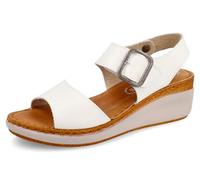 Fly Flot Sandali Donna Aperti Cinturino Regolabile, Sottopiede Imbottito Antishock in Pelle, Bianco, 40 EU