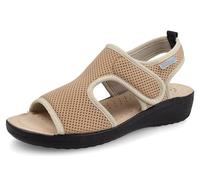 Fly Flot Sandalo Donna in Rete Elastica con Strappo Regolabile, Sottopiede in Evopell, Ciabatte, Beige, 38 EU