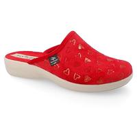 Fly Flot | Trendy Woman, Pantofole Donna con Cuoricini, Ciabatta con Tomaia in Velluto, Sottopiede in Microfibra Antishock, Rosso, 38