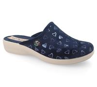 Fly Flot | Trendy Woman, Pantofole Donna con Cuoricini, Ciabatta con Tomaia in Velluto, Sottopiede in Microfibra Antishock, Blu, 36