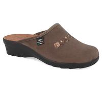 Fly Flot | Trendy Woman, Pantofole Donna con Rosa Ricamata, Ciabatta con Tomaia in Velluto, Sottopiede imbottito in Pelle Antishock, Rovere, 37