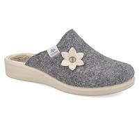 Fly Flot | Trendy Woman, Pantofole Donna in Feltro con Fiore, Ciabatta con Tomaia in Pet Riciclato e Sottopiede in Panno, Grigio, 37