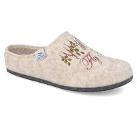 Fly Flot | Trendy Woman, Pantofole Donna Scritta, Ciabatta con Tomaia in PET Riciclato, Sottopiede Estraibile in Panno e Suola in Feltro, Beige, 35