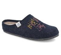 Fly Flot | Trendy Woman, Pantofole Donna Scritta, Ciabatta con Tomaia in PET Riciclato, Sottopiede Estraibile in Panno e Suola in Feltro, Blu, 38