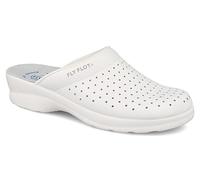 Fly Flot | Woman Professional, Zoccoli Sanitari Donna, Ciabatta con Tomaia in Pelle Forata e Fodera Imbottita, Sottopiede in Pelle Scamosciato, Bianco, 40