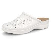 Fly Flot | Woman Professional, Zoccoli Sanitari Donna, Ciabatta con Tomaia in Pelle Forata, Sottopiede imbottito in Pelle Antishock, Bianco, 39
