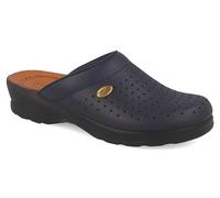 Fly Flot | Woman Professional, Zoccoli Sanitari Donna, Ciabatta con Tomaia in Pelle Forata, Sottopiede in Cuoio, Blu, 36