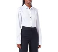FLY HAWK Camicia Basic da Donna Manica Lunga - Camicetta Casual Blusa Chiusura Bottoni Slim Fit Formale Elegante in Fibra bambù - Camicia Shirt Ideale per Ufficio/Lavoro/Colloquio (Bianco, EU36)