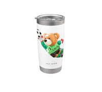 Fly High, Save, Cool Teddy Bear Goal Keeper Playing Soccer Bicchiere termico in acciaio inox doppia parete