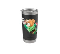 Fly High, Save, Cool Teddy Bear Goal Keeper Playing Soccer Bicchiere termico in acciaio inox doppia parete
