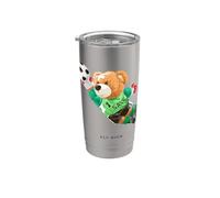 Fly High, Save, Cool Teddy Bear Goal Keeper Playing Soccer Bicchiere termico in acciaio inox doppia parete