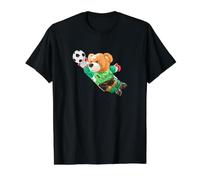 Fly High, Save, Cool Teddy Bear Goal Keeper Playing Soccer Maglietta con Stampa Grafica Economica, Uomo, Nero, S