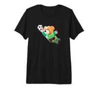 Fly High, Save, Cool Teddy Bear Goal Keeper Playing Soccer Maglietta Premium