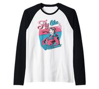 Fly Like A Girl Aereo Aviazione Pilot Co Pilot Donne Ragazza Maglia con Maniche Raglan