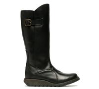 Fly London Donna Nero Mol 2 Stivali Pelle Zeppa Al Ginocchio Zip Misura UK 3-8