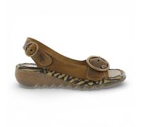 Fly London Donne TRAM723FLY Camel Marrone Pelle Wedge Casual Slip-On Sandali