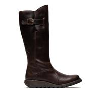 Fly London Marrone da Donna Mol 2 Stivali Pelle Zeppa Al Ginocchio Zip Misura UK