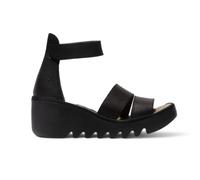 Fly London Sandali Espadrille Wedge In Pelle Nera Bono290fly Per Donna