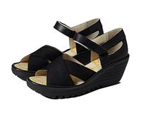 Fly London Women's Yent365fly Wedge Sandal, Nero, 41 EU