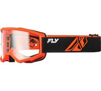 Occhiali da motocross Fly Racing Focus nero-arancio II con plexiglass trasparente