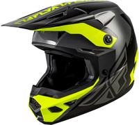 Fly Racing Kinetic Crest, casco da motocross L female Nero/Grigio Scuro/Giallo Fluo
