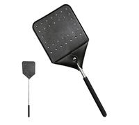 Fly Swatter, Retractable Flyswatter with Steel Handle, Portable Swatters, Handheld Zapper Racket, Metal Handle Flying Catcher Tool for Fishing, Camping, Classroom, Black
