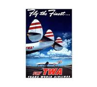 Fly TWA - Poster vintage su tela, motivo: Fly The Finest, decorazione per camera da letto, ufficio, camera da letto, regalo, 20 x 30 cm