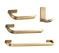 Flybath 4 pezzi Set di Accessori da Bagno - 57 cm Portasciugamani Da Parete Singolo, Anelli Portasciugamani, Porta Carta Igienica, Ganci Portasciugamani, Bronzo Spazzolato