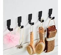 Flybath Gancio Portasciugamani Ottone Placcatura Nero Opaco Ganci Appendiabiti Asciugamano Gancio Fissato Accessori da Bagno Montaggio a Parete - 5 Pezzi