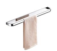 Flybath Portasciugamani Da Parete Porta Asciugamani Singolo in Ottone Lucido Finitura Cromata Argento al Muro, 57,5 cm