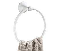 Flybath Portasciugamani tondo Supporto per appendiabiti in ottone Appendiabiti per bagno montato a parete, bianco