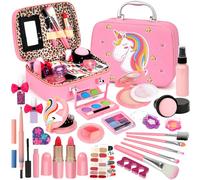 Flybay Set di trucchi per bambini, lavabile, trucco, per bambini, per ragazze, giocattoli, per la scuola elementare, per compleanni, Natale, regali per bambini, 3, 4, 5, 6, 7, 8, 9, 10 anni