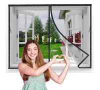 Flycn Zanzariera Magnetica Finestra, 105x140 cm Zanzariere Magnetiche per Porte Finestre Scorrevole con Calamita Anti Zanzare Insetti, Rete Fine Zanzariera Magnetica, Chiusura Automatica Nero