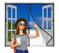 Flycn Zanzariera Magnetica per Finestre, 65x95cm Tenda Antizanzare con Chiusura Automatica a Calamite - Rete Fine Anti Insetti Facile da Installare per Finestre, Balcone e Cucina Nero