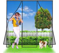 Flycn Zanzariera Magnetica Zanzariera Doppia Porta, 130x190 cm Finestra a Calamita Resistente Traspirante Tenda Anti Mosche, Non è Necessario Praticare Fori, Apertura e Chiusura Silenziosa Nero