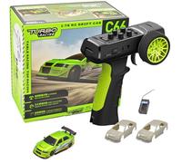FLYCOLOR Turbo Racing 1:76 Scala Drift RC Auto con Gyro Mini Full Proporional RTR 2,4 GHz Telecomando con 2 vassoi intercambiabili (C66-verde)
