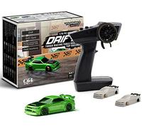 FLYCOLOR Turbo Racing 1:76 Scala Drift RC Auto con Gyro Mini Pieno Proporzionale RTR 2.4GHZ Telecomando con 2 Shell Corpo Sostituibile (C64-Verde)