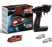 FLYCOLOR TurboRC 1:76 Mini auto sportiva 4CH 2.4GHz telecomando Full Proporional RTR Kit con 2 scocca sostituibile (C76-Rot)