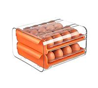 Flycoo - Contenitore per uova a doppio strato, impilabile, per 32 uova, per frigorifero, armadio da cucina (arancione)