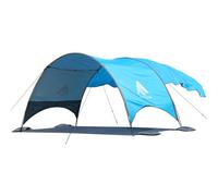 Flycoop Ombrellone da spiaggia con protezione UV UPF 50+, compatta e portatile, con ventilazione a 360°, corde antivento e paletti, per famiglia, viaggi, cortile, ombra del parco