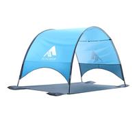 Flycoop Ombrellone da spiaggia con protezione UV UPF 50+, compatta e portatile, con ventilazione a 360°, corde antivento e paletti, per famiglia, viaggi, cortile, ombra del parco