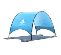 Flycoop Ombrellone da spiaggia con protezione UV UPF 50+, compatta e portatile, con ventilazione a 360°, corde antivento e paletti, per famiglia, viaggi, cortile, ombra del parco