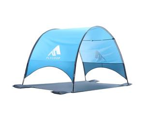 Flycoop Ombrellone da spiaggia con protezione UV UPF 50+, compatta e portatile, con ventilazione a 360°, corde antivento e paletti, per famiglia, viaggi, cortile, ombra del parco