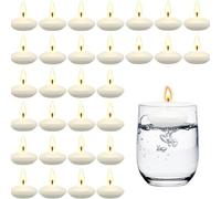 Flycppo 30 Pezzi Candele Galleggianti Bianche, Candele Decorative, Candele Piccole Rotonde per Cena, Matrimonio, Piscina, Spa, San Valentino, Natale, Valentino