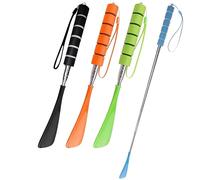 Flycppo 4 Pezzi Calzascarpe Lungo,Calzascarpe Retrattile 29-70cm,Telescopico Calzascarpe Plastica con Manico in Metallo per Donne,Uomini,Anziani,Bambini,Tutte le Scarpe(4 Colori)